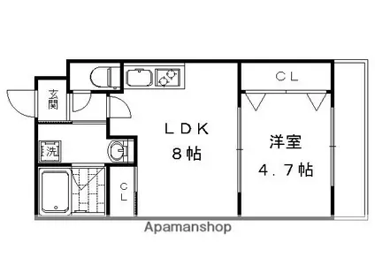 PRESTIGE西院寿町(1LDK/4階)の間取り写真