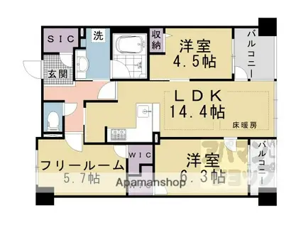 パラドール太秦丸太町(3LDK/3階)の間取り写真