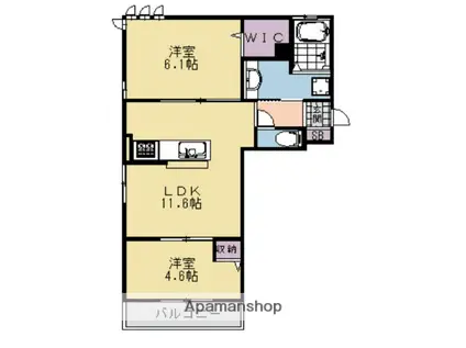 サニーコート嵯峨(2LDK/3階)の間取り写真