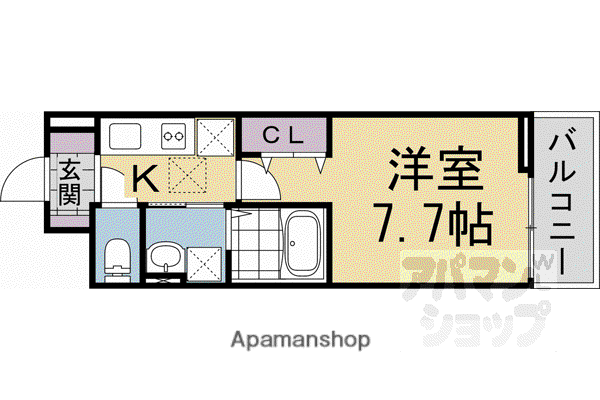 ブランメゾン帷子ノ辻(1K/3階)の間取り写真