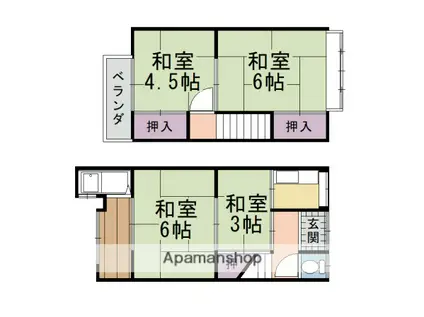 阪急電鉄京都線 桂駅 徒歩13分 2階建 築52年(4K)の間取り写真