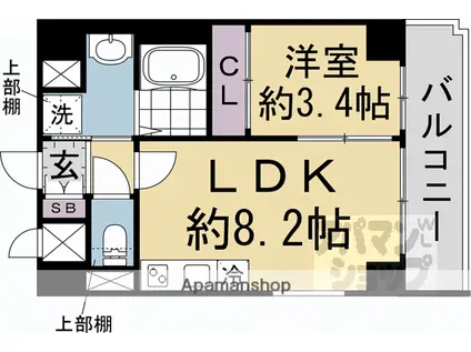 ソルテラス嵯峨嵐山(1LDK/3階)の間取り写真
