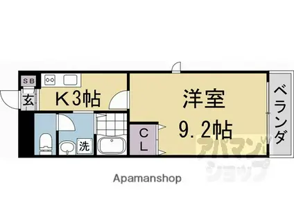 アムール西京極(1K/1階)の間取り写真