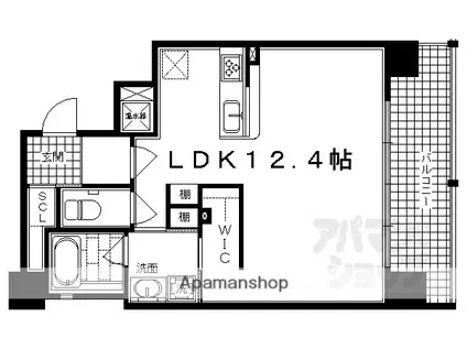 IL ROSSO 堀川六角(1K/9階)の間取り写真