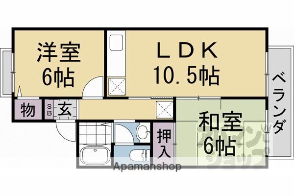 ボーシャンA棟・B棟(2LDK/2階)の間取り写真