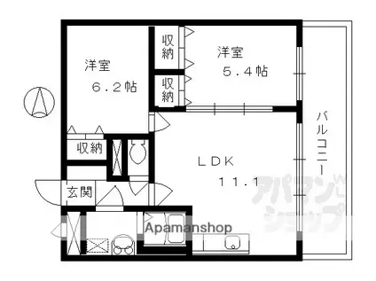 エルソレイユ(2LDK/2階)の間取り写真