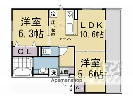 D-ROOM嵯峨嵐山(2LDK/2階)の間取り写真