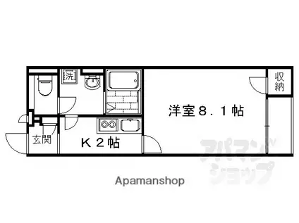クレイノ太秦天神川(1K/1階)の間取り写真