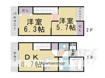 緑樹III(2DK/1階)の間取り写真