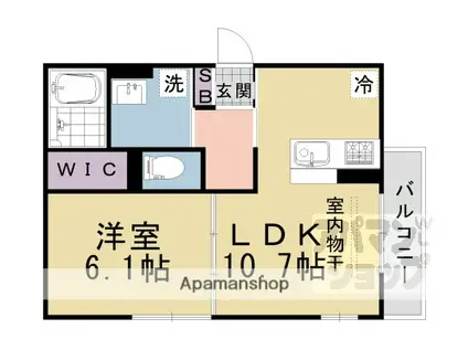 GRAMM御陵荒木A(1LDK/1階)の間取り写真