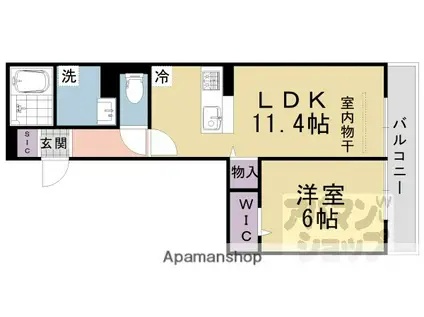 GRAMM御陵荒木B(1LDK/1階)の間取り写真