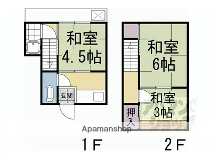 御道路レント・ハウス(3K)の間取り写真