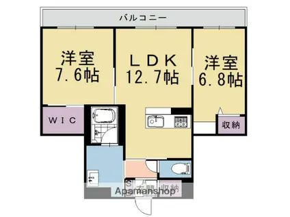 シャーメゾン ル・ボヌール(2LDK/2階)の間取り写真