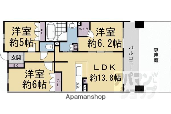 サーパス西京極(3LDK/1階)の間取り写真