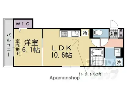 GRAMM御陵荒木C(1LDK/1階)の間取り写真