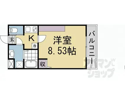 フラッティ西京極(1K/2階)の間取り写真