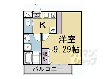 フラッティ西京極(1K/2階)の間取り写真