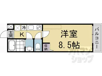 フラッティ谷口園町(1K/2階)の間取り写真