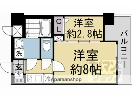 ASCLAIRE京都西院(2K/7階)の間取り写真