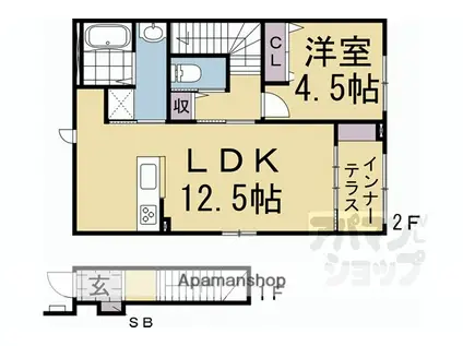 セレーネ(1LDK/2階)の間取り写真