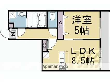 ARCA嵯峨嵐山(1LDK/2階)の間取り写真