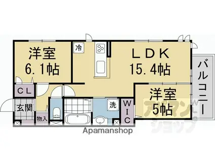 DーROOM右京区西院小米町(2LDK/2階)の間取り写真