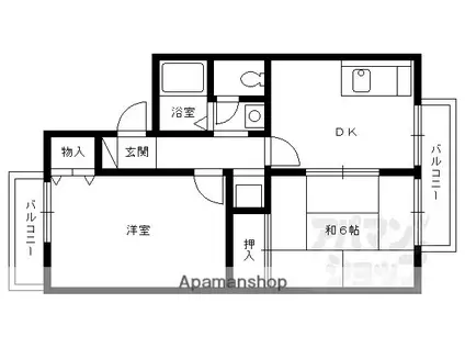 セジュール小原II(2DK/2階)の間取り写真