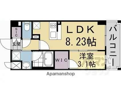 阪急電鉄京都線 西京極駅 徒歩17分 7階建 新築(1DK/7階)の間取り写真