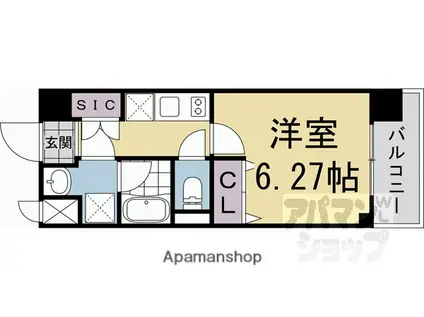 阪急電鉄京都線 西京極駅 徒歩17分 7階建 新築(1K/4階)の間取り写真