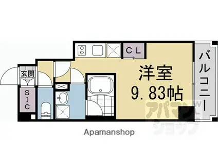 阪急電鉄京都線 西京極駅 徒歩17分 7階建 新築(ワンルーム/2階)の間取り写真