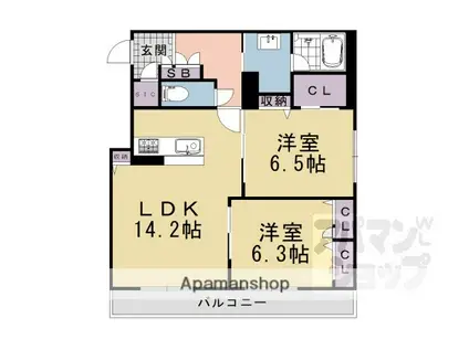 グランコート北浦(2LDK/2階)の間取り写真