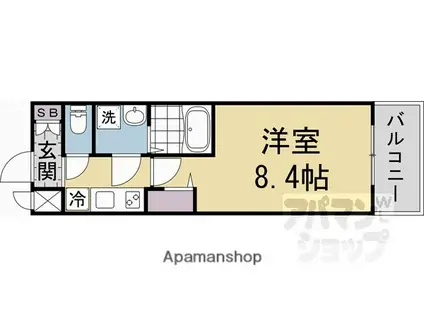 CREST TAPP 京都太秦天神川 DEX (1K/3階)の間取り写真