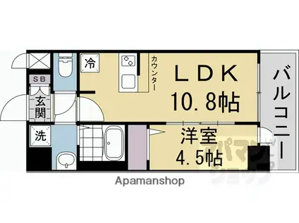 CREST TAPP 京都太秦天神川 DEX (1LDK/3階)の間取り写真