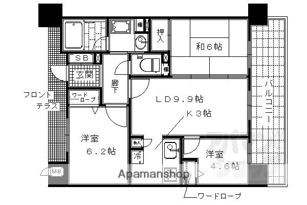 デリード西京極PARK FRONT(3LDK/2階)の間取り写真