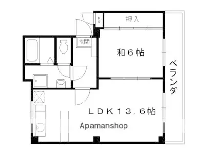 アーバン嵐山IV(1LDK/1階)の間取り写真
