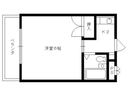 第46長栄MKフレグランス桂(1K/2階)の間取り写真