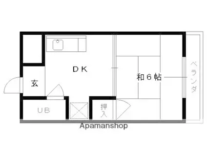 ホンダマンション(1DK/2階)の間取り写真
