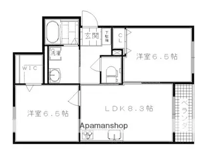 クアトロ妙心寺南(2DK/2階)の間取り写真