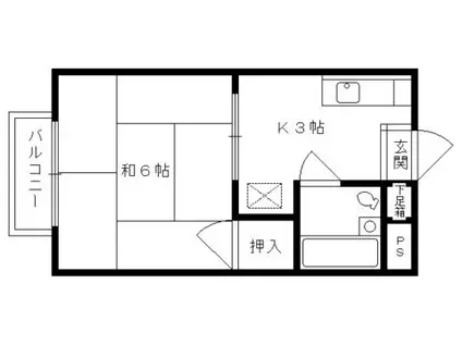 カケイハイツ(1K/3階)の間取り写真