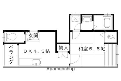 ツインハイツ乾(1DK/1階)の間取り写真