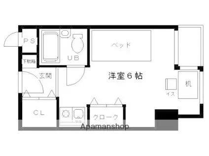 ウエスト-1(ワンルーム/4階)の間取り写真