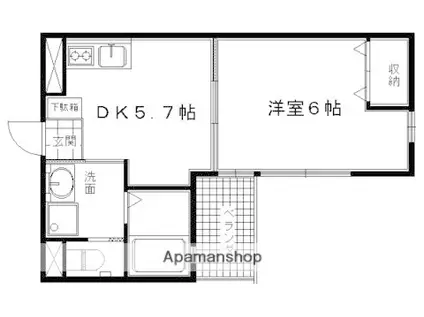 クオリティー嵯峨野(1DK/1階)の間取り写真