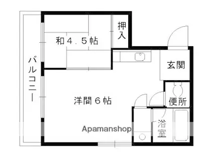 Uハイム中辻(2K/3階)の間取り写真