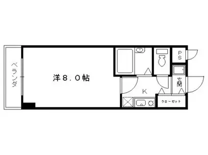 ブランベージュ桂(1K/2階)の間取り写真