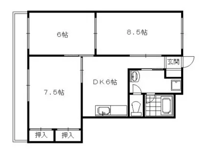 エバーグリーン嵐山(2LDK/4階)の間取り写真