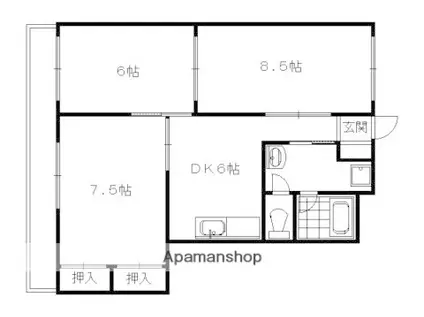 エバーグリーン嵐山(3DK/3階)の間取り写真
