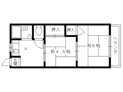 北山田荘(2K/2階)の間取り写真