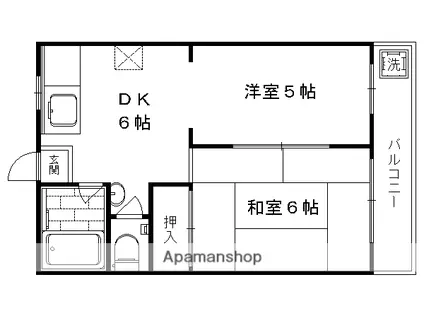 コーポ西大橋(2DK/3階)の間取り写真