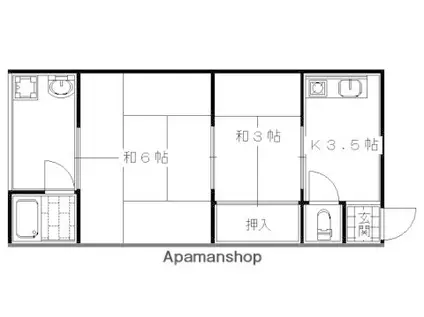第2苔の荘(2K/1階)の間取り写真