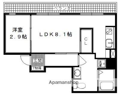 ハウスオクムラ(1LDK/4階)の間取り写真